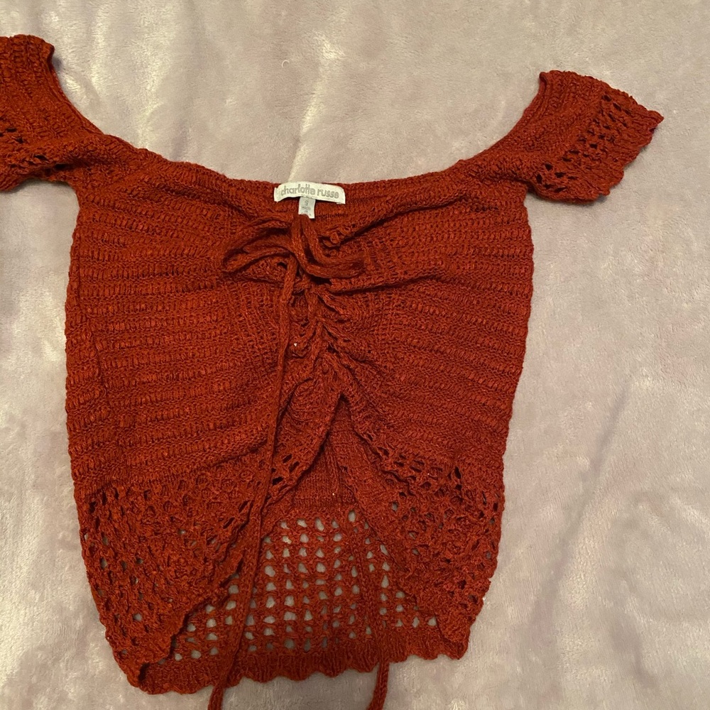 Size small burgundy crochet crop top